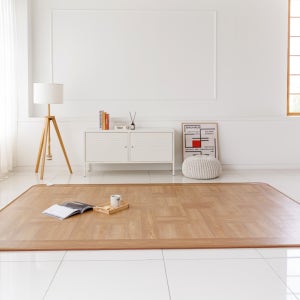 EMF안심탄소매트 거실바닥용 생활방수 전기장판 격자무늬 초특대형(분리난방), 270x183cm