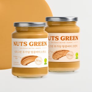 넛츠그린 대용량 100% 무첨가 무가당 땅콩버터 스무스+크런치 480g 2개(교차선택가능)