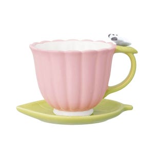 일본 데꼴 티타임 집들이 신혼부부선물 찻잔세트 플라워 머그 & 접시 세트 - 배추흰나비