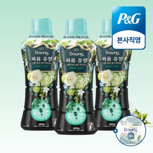 다우니 퍼퓸 쥬얼 에메랄드 브리즈 480g 향기 부스터 본품 3개 + (증정) 섬유유연제 200ml 샘플 1개
