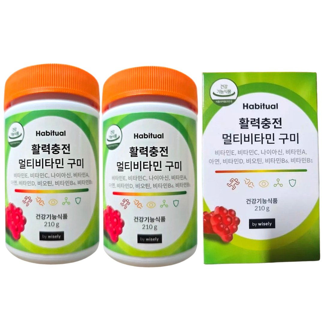 <b>와이즐리</b> 멀티비타민 <b>해비추얼</b> 종합비타민 구미 210g 2박스