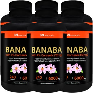 [미국배송] 마이라이프 내추럴스 퓨어 바나바 6000mg 코로솔산 4% 240캡슐, 6개
