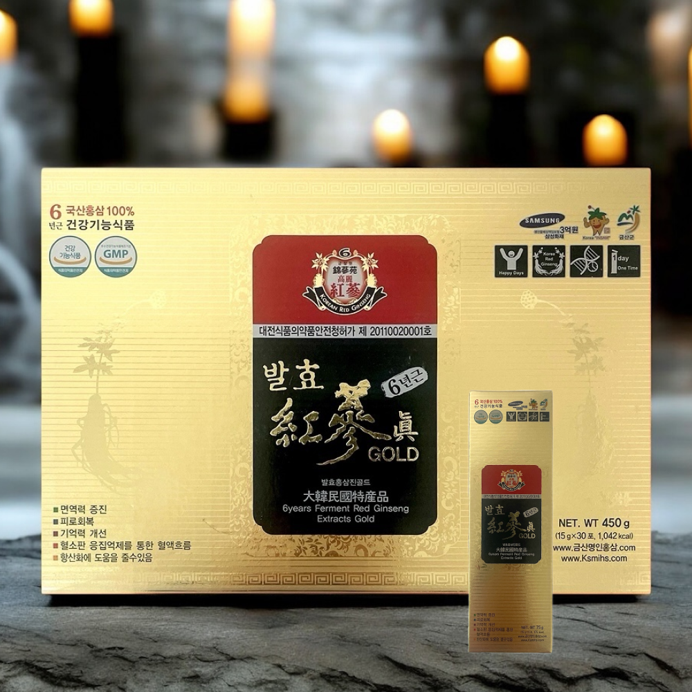 금산 <b>고려홍삼</b> <b>진골드</b> <b>스틱</b> <b>6년근</b> 발효 홍삼 15g X 30포 홍삼<b>진골드</b> 홍삼진액
