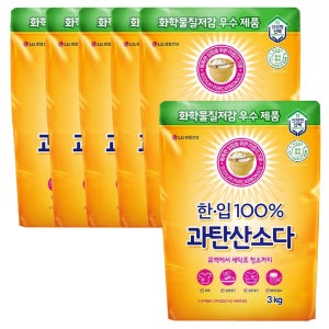 LG 한입 100% 과탄산소다 3kg x6개 대용량 가루세탁세제 표백 청소 냄새얼룩제거