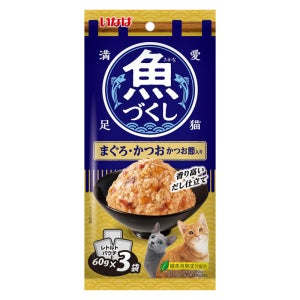 [유통기한26년3월31일] 이나바 고양이 간식 생선가득 파우치 참치+가다랑어+가다랑어포, 60g, 72개