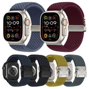 애플워치3 2 1세대 38 42mm 호환 나일론 브레이드 솔로루프 다크 컬러 금속 버클 스트랩 밴드 시계줄
