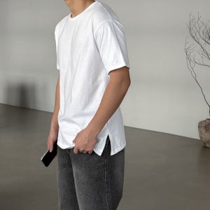 2+1 3팩 옆트임 흰색 반팔티 20수 무지 남자흰티 레이어드반팔 순면티 이너