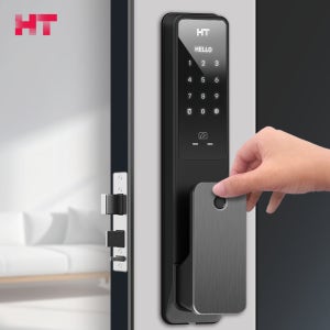 현대에이치티 지문인식 푸시풀 무타공 도어락 현관문 자가설치 하이브리드 TDL-P1102F