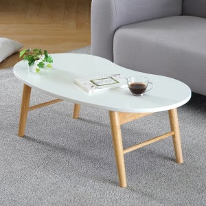 인테리어레시피 원목 접이식 좌식 테이블 거실 소파 좌탁 밥상 1100x550mm, 화이트