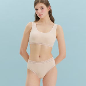 [SET] 인견 노와이어 쿨 메쉬 빅사이즈 여성 썸머 여름 일체형 브라 탑 팬티 세트