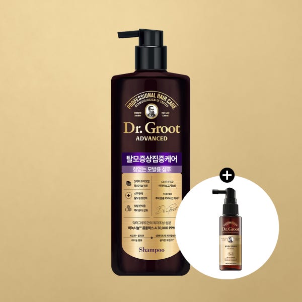 [힘없는 모발용]닥터그루트 집중케어 어드밴스드 탈모샴푸 700ml 1개 약산성 대용량+(증정) MP토닉 50ml