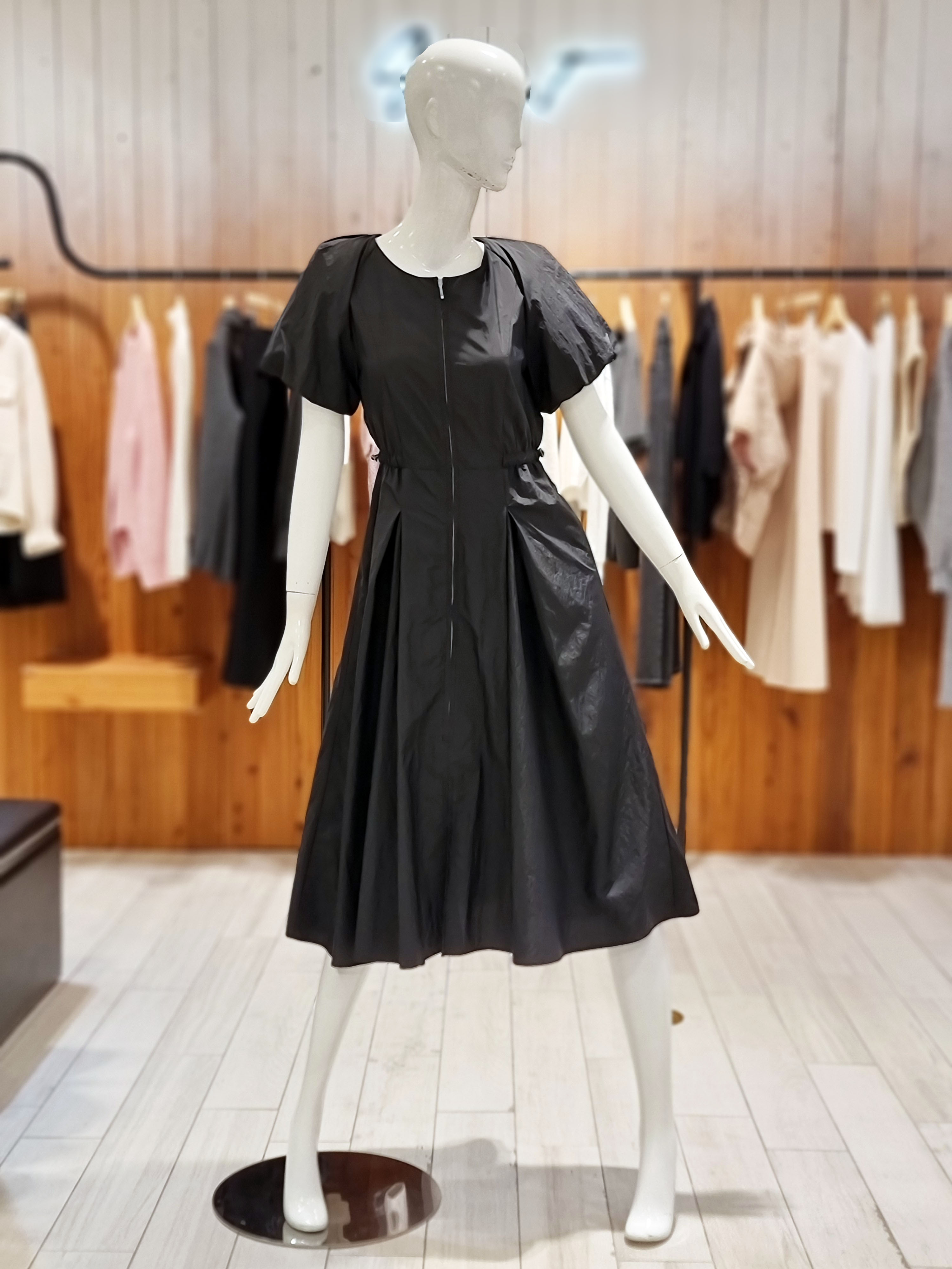 지컷 (7255237111) 히든 지퍼 퍼프 슬리브 원피스