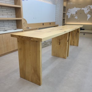 [뉴송 우드슬랩] 6인용 W1800 식탁 / ㄱ 원목다리 (스타벅스테이블) ALL-WOOD 원목다리프레임