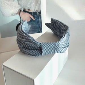 시어서커 체크 리본 머리띠 시원한 헤어밴드