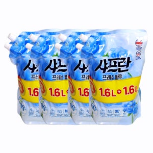 섬유유연제 샤프란 리필 / 프레쉬블루, 1.6L, 4개