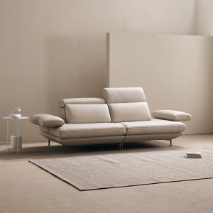 쉐우드가구 모담 이태리 천연통가죽 팔걸이 스윙 소파 크림, 3인용