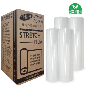 20mic 350m 4롤 7겹 스트레치필름 파렛트랩핑 공장랩 투명 물류용 warp