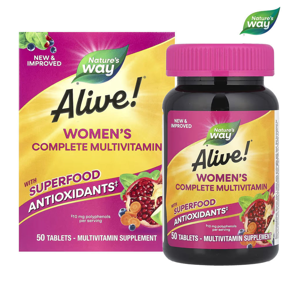 네이쳐스웨이 얼라이브 <b>우먼스 컴플리트 멀티비타민</b> 위드 수퍼푸드 안티옥시던트 50타블렛