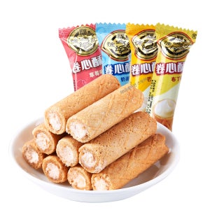 쉬푸지 중국 유명 간식 웨이퍼롤 과자 1kg 크림 푸딩 딸기맛