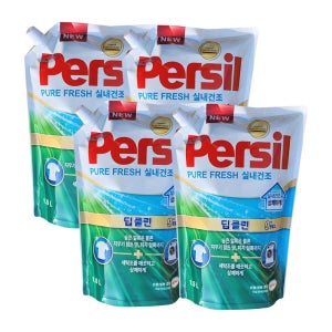 헨켈 퍼실 딥클린 퓨어프레쉬 실내건조 액체세탁세제 일반드럼겸용 리필 1.5L 4개