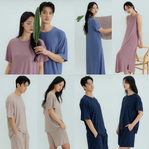 모달 잠옷 여름 반팔 홈웨어 세트 여성 남자 커플 빅사이즈 파자마 세트