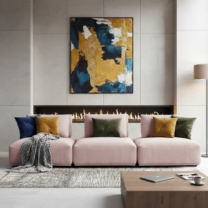 미라지가구 프리 트레비(Trevi) 핑크 4인 패브릭 모듈 스윙 소파