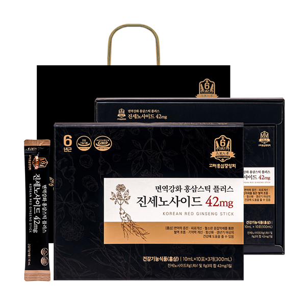 고려홍삼중앙회 <b>면역</b>강화 홍삼스틱 플러스 진세노사이드, 42mg, 30포 + 쇼핑백, 1개
