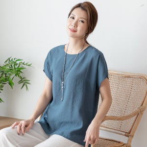 우일 여성 여름 인견 반팔 가오리티셔츠 중년 아줌마 엄마옷 블라우스 상의