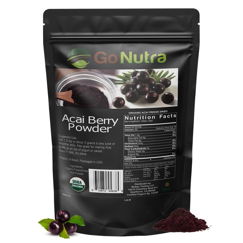 Go Nutra <b>아사이</b> <b>파우더</b> 동결 건조 순수 베리 454g 볼 <b>주스</b> 스무디 재료