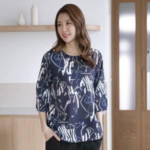우일 여성 여름 인견 7부 블라우스 티셔츠 마담 중년 아줌마 엄마옷 상의
