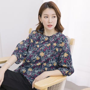 우일 여성 여름 인견 7부 블라우스 티셔츠 마담 중년 아줌마 엄마옷 상의