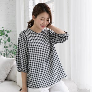 우일 여성 여름 인견 7부 블라우스 티셔츠 마담 중년 아줌마 엄마옷 상의