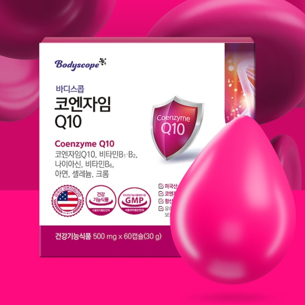 항산화 높은<b>혈압</b> 코큐텐 코엔자임q10 큐텐 coq10 60캡슐, 1개