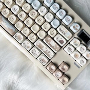 밀크티 베어 키캡 MOA PBT 염료승화 (132key) 기계식 키보드 한글/영문 각인