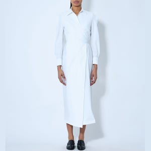 26 SS 막스마라 워랩 어라운드 웨이스트 포플린 셔츠 드레스 2511221053600 002