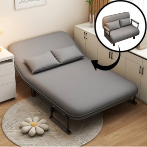 접이식 소파베드 싱글 소파침대 패브릭 각도조절 스툴미포함, 그레이, 2.5인용
