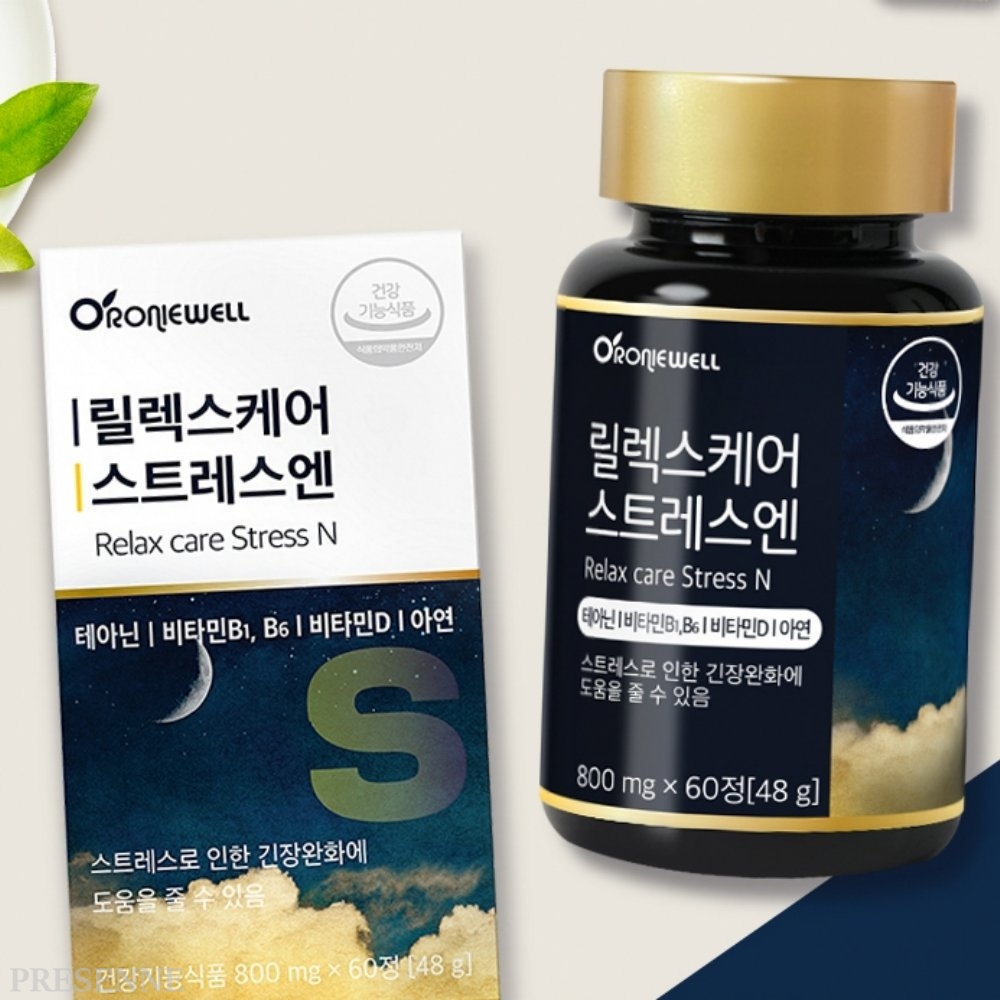 릴렉스케어 스트레스엔 60정 <b>긴장</b>완화 골다공증발생위험감소 도움줄수있음