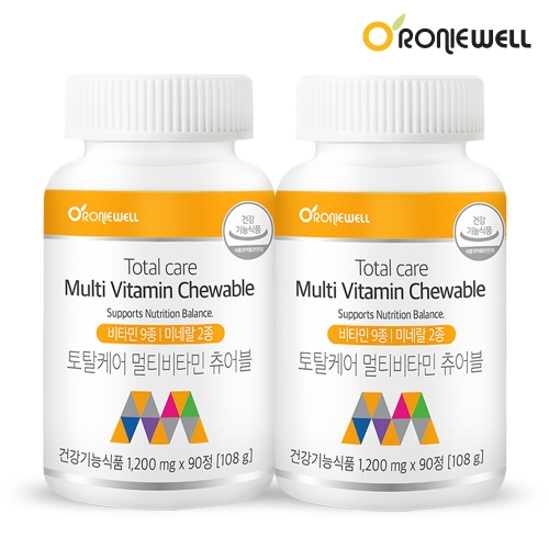 [<b>로니웰</b>] 종합 멀티비타민 씹어먹는 츄어블 1,200mg 90정, 2개