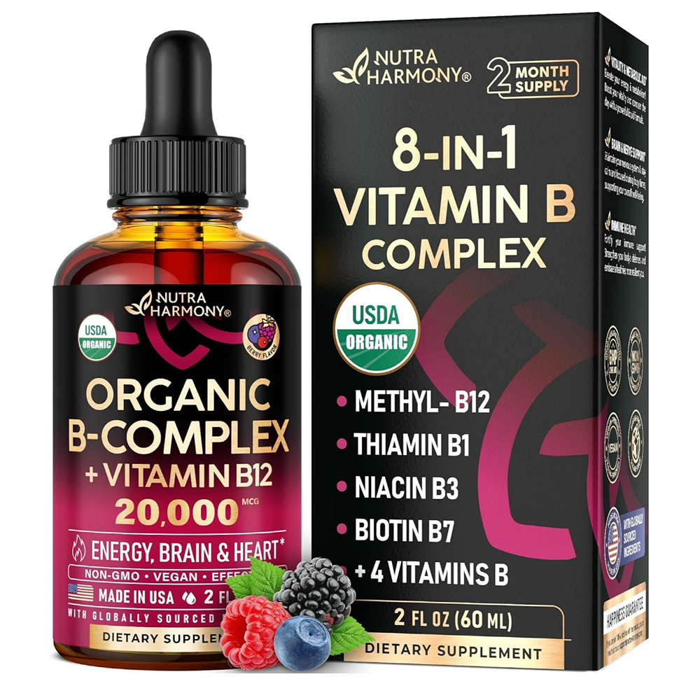 뉴트라하모니 복합 비타민 <b>B 컴플렉스 리퀴드 드랍스</b> 베리향 60ml NUTRAHARMONY Vitamin <b>B</b>-Complex Liquid