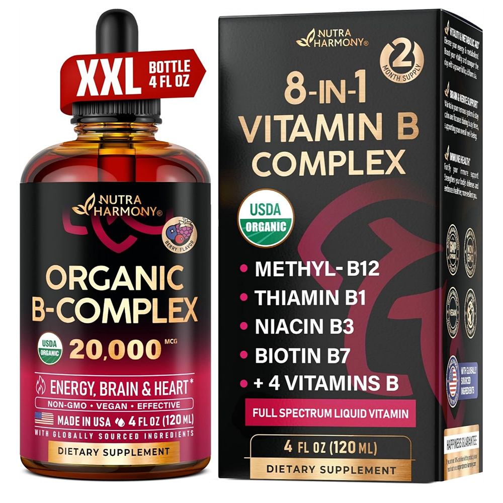 뉴트라하모니 복합 비타민 <b>B 컴플렉스 리퀴드 드랍스</b> 베리향 120ml NUTRAHARMONY Vitamin <b>B</b>-Complex Liquid