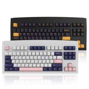 큐센 DT35 87 PBT 유선 무선 블루투스 기계식 키보드 화이트, 민트축