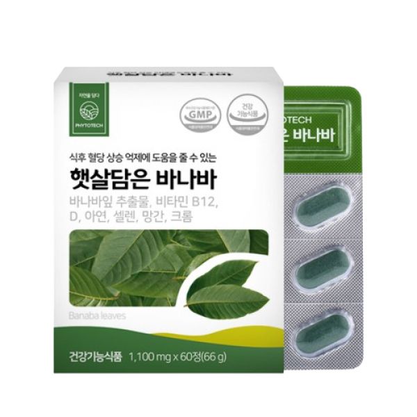 <b>파이토테크</b> 햇살담은 바나바, 60정, 1박스