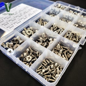 스텐 십자 접시 납작 머리 볼트 머신 너트 와셔 M3 M4 M5 600세트