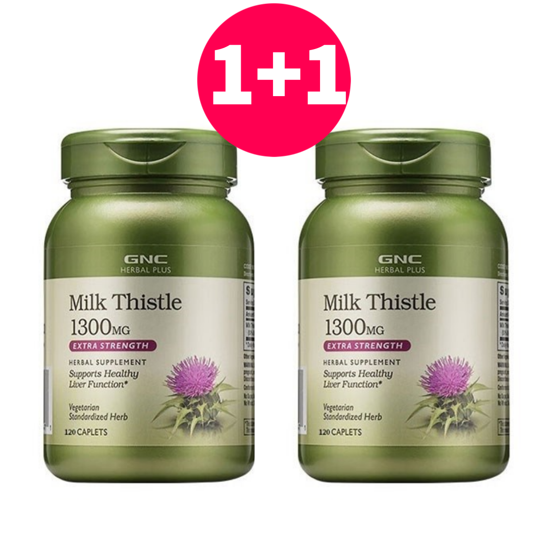 [1+1] GNC <b>밀크씨슬 1300mg</b> 120정 2개 gnc밀크씨슬 비건 4개월분 실리마린