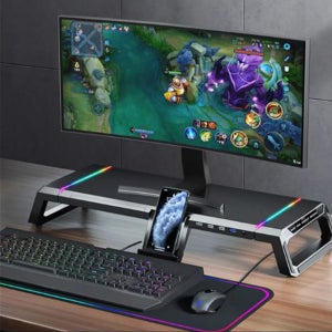 올인원 USB 3.0포트 4개 고급 모니터받침대 테이블 스탠드 T1