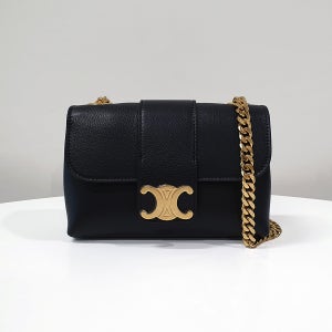 셀린느 여성 미니 빅투아르 서플 카프스킨 숄더 크로스백 블랙 10N113GGR38NO