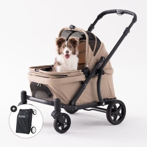 폼포라펫 클래식 웨건 웜 베이지 애견 강아지유모차 펫웨건 다견 저상형 개모차