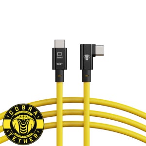 코브라 테더 USB-C to C 90도 직각 카메라 테더링 케이블 10G 속도 10M 옐로우
