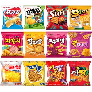 봉지과자 12종 미니과자 세트 포카칩 꼬북칩 감자깡 고구마깡 신짱 콘칲 죠리퐁