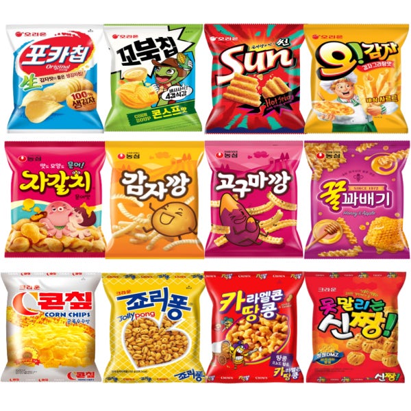 봉지과자 미니과자 12종 세트 포카칩 꼬북칩 감자깡 고구마깡 신짱 콘칲 죠리퐁